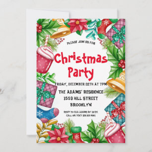 Watercolor Christmas Party Invitation