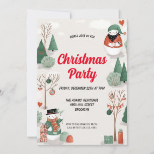 Watercolor Christmas Party Invitation