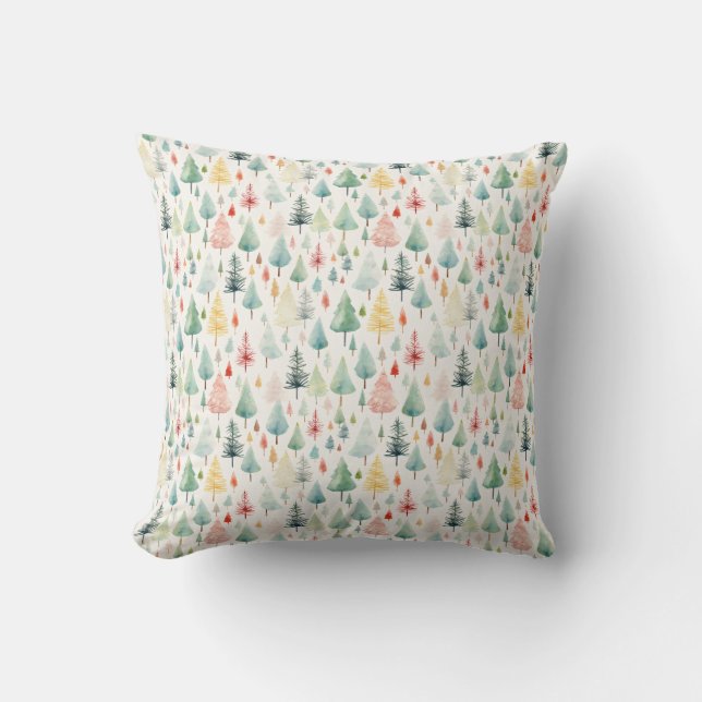 Watercolor Christmas Pattern Cushion (Front)