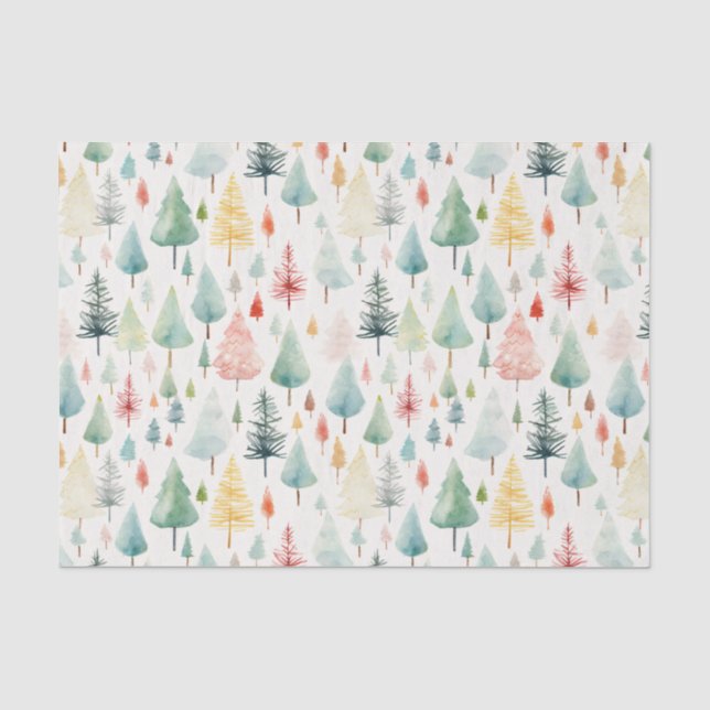 Watercolor Christmas Pattern Tissue Paper (Front)