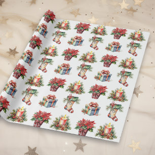 Watercolor Christmas Patterns Wrapping Paper