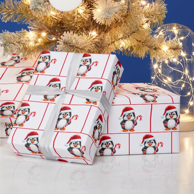 Watercolor Christmas Penguins Wrapping Paper (Holidays)