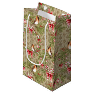 Watercolor Christmas Pine Branches Holly SMALL Bag