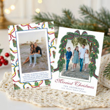 Watercolor Christmas Plaid Bow Garland Swag Photo