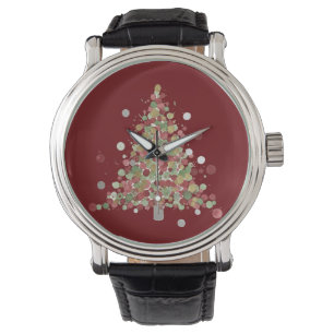 Watercolor Christmas Polka Dot Tree Watch