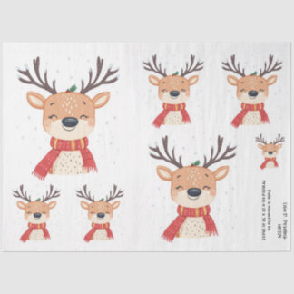 Watercolor Christmas Reindeer Cartoon Tissue Paper