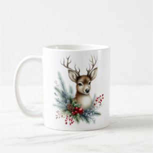 Watercolor Christmas Reindeer Coffee Mug