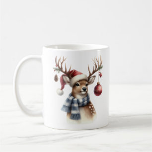 Watercolor Christmas Reindeer Coffee Mug