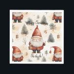 Watercolor Christmas Santa Claus 2 -  Napkin<br><div class="desc">Lovely Christmas paper napkins featuring christmas patterns and a cute Santa Claus.

You can customise it with any text.</div>
