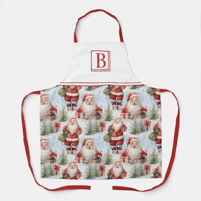 Watercolor Christmas Santa Claus 3 - Apron (Front)