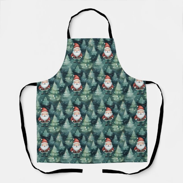 Watercolor Christmas Santa Claus -  Apron (Front)