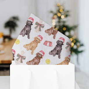 Watercolor Christmas Santa Dogs Tissue Paper