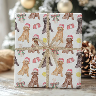 Watercolor Christmas Santa Dogs Wrapping Paper
