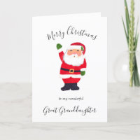 Watercolor Christmas Santa Great Granddaughter