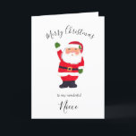 Watercolor Christmas Santa Merry Niece Holiday Card<br><div class="desc">Merry and bright,  Santa,  for niece. Merry Christmas card. Watercolor bauble,  pine tree,  traditional card. Please personalise it with your details.</div>