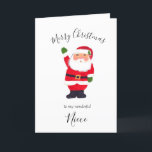 Watercolor Christmas Santa Merry Niece Holiday Card<br><div class="desc">Merry and bright,  Santa,  for niece. Merry Christmas card. Watercolor bauble,  pine tree,  traditional card. Please personalise it with your details.</div>
