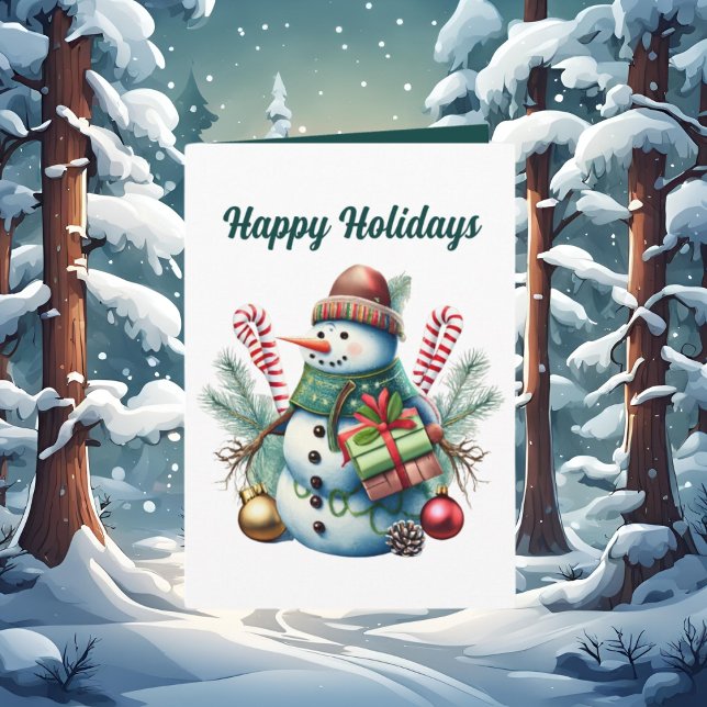 Watercolor Christmas snowman add text  Card (Creator Uploaded)