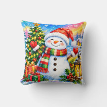 Watercolor Christmas Snowman Celebration