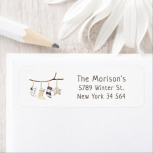 Watercolor Christmas socks boho style Return Address Label