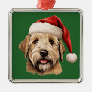 Watercolor Christmas Soft Coated Wheaten Terrier Metal Ornament