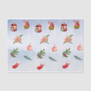 Watercolor Christmas Stocking, Ornaments & Cupcake Tissue Paper