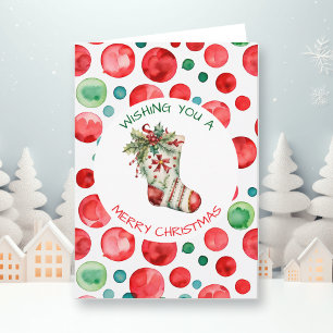 Watercolor Christmas Stocking Personalised Card