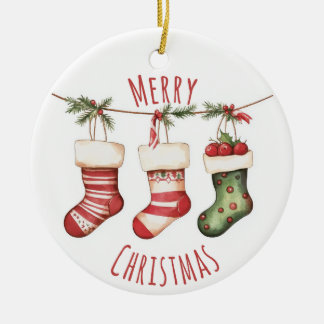 Watercolor Christmas Stockings Ornament