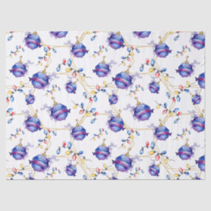 Watercolor Christmas String Lights Gold Geometrics Tissue Paper