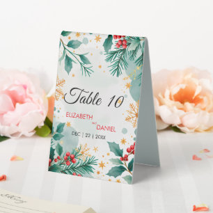 Watercolor Christmas Table Number Cards – Holly