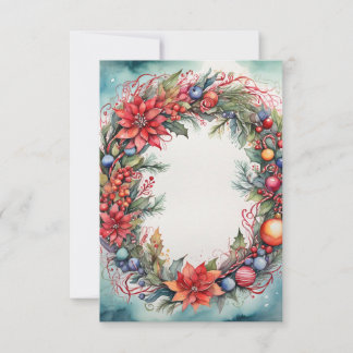 Watercolor Christmas Thank You Card Wreath