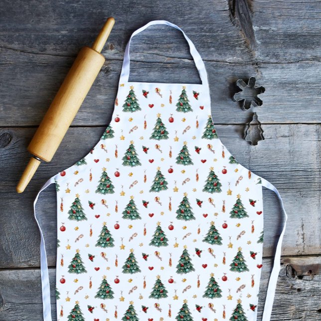 Watercolor Christmas Tree Apron (Creator Uploaded)