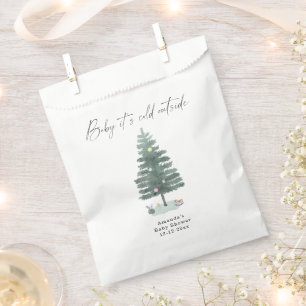 Watercolor Christmas tree baby shower Favour Bag
