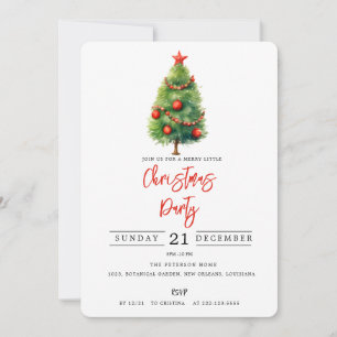 Watercolor Christmas Tree Christmas Party Invitation