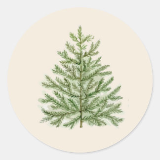 Watercolor Christmas Tree Classic Round Sticker