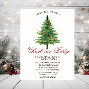 Watercolor Christmas Tree Company Christmas Party Invitation