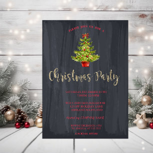 Watercolor Christmas Tree Company Christmas Party Invitation