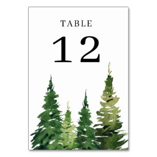 Watercolor Christmas Tree Festive Love Wedding Table Number