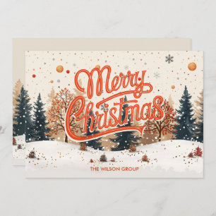 Watercolor Christmas Tree Forest Business Holiday Card