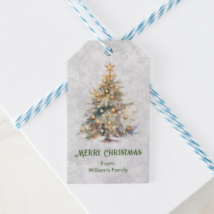 Watercolor Christmas Tree  Gift Tags