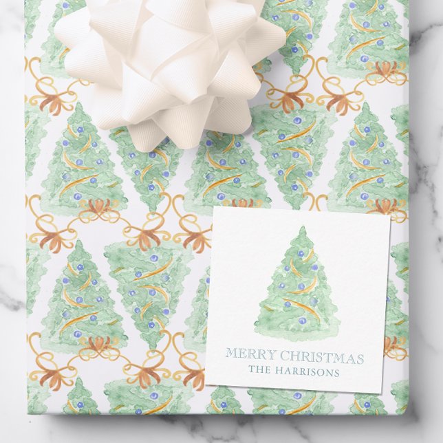 Watercolor Christmas Tree Grandmillennial Card (Creator Uploaded)