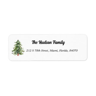 Watercolor Christmas Tree Holiday Address  Sticker