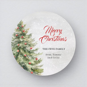 Watercolor Christmas Tree Holiday Gift Classic Round Sticker