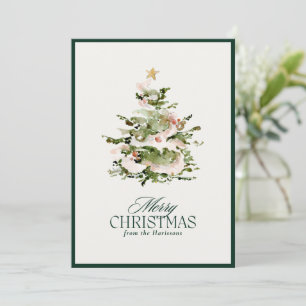 Watercolor Christmas Tree Holiday green border