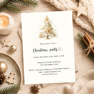 Watercolor Christmas Tree Holiday Party Invitation