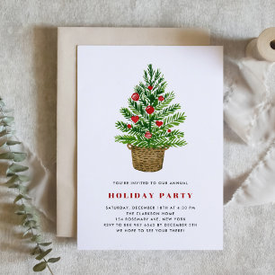 Watercolor Christmas Tree Holiday Party Invitation