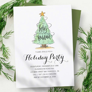 Watercolor Christmas Tree Holiday Party Invitation