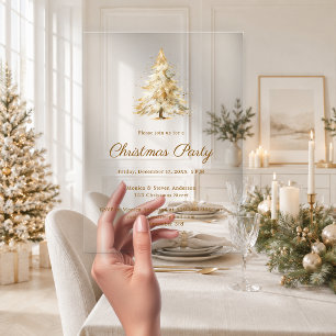 Watercolor Christmas Tree Holiday Party Luxury Acrylic Invitations