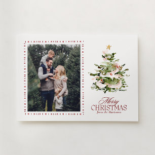 Watercolor Christmas Tree Holiday Photo Card