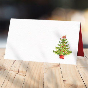 Watercolor Christmas Tree   Holiday Place Card