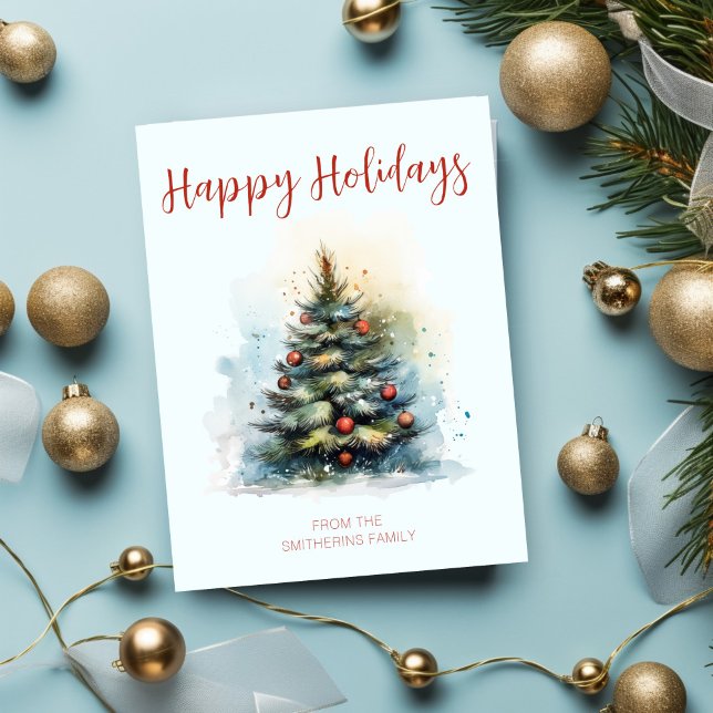 Watercolor Christmas Tree  Holiday Postcard (Creator Uploaded)
